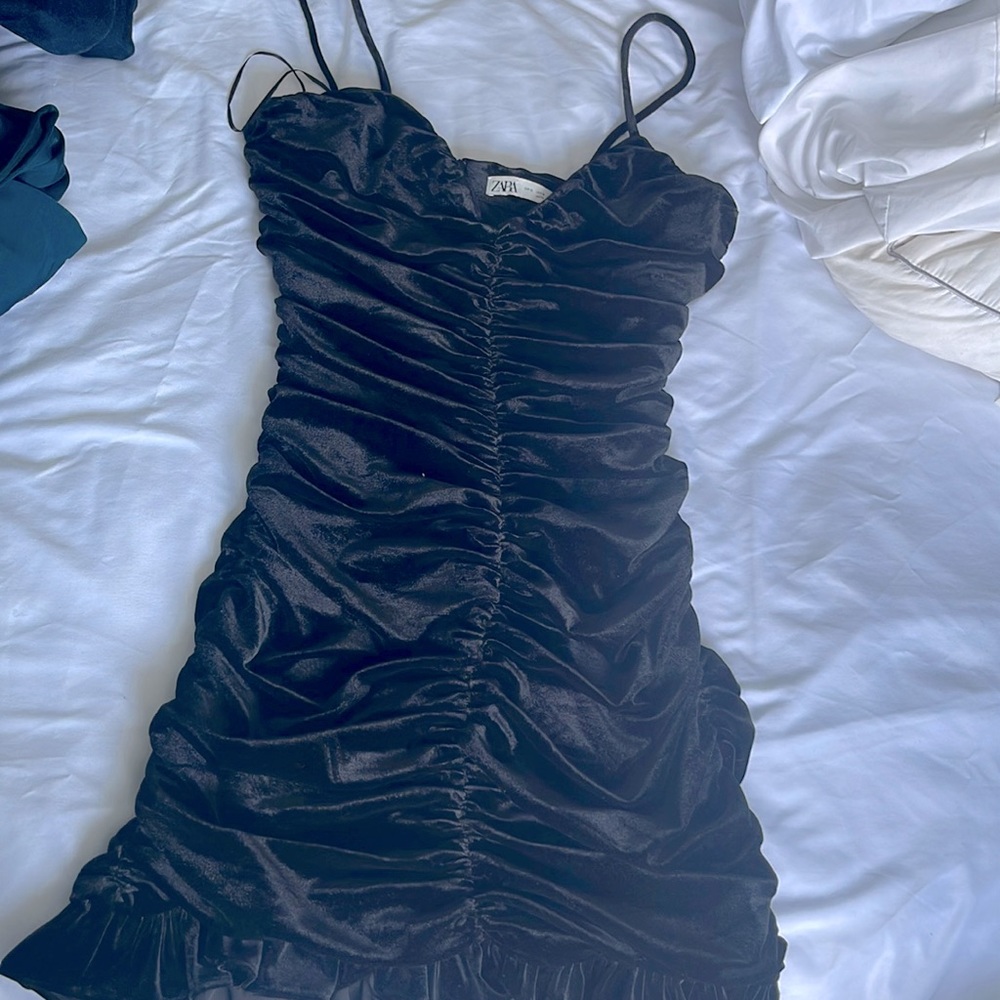Black suede dress